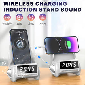 Fonction d'horloge d'apparence de chaise 5W charge sans fil support de téléphone portable inductif haut-parleur - Product Image 3