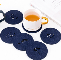 Ensemble de 4 dessous-de-verre ronds de 4 pouces/10 cm d'épaisseur 5 mm avec support, dessous-de-verre en feutre pour boissons, verres de bar