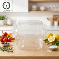 Scatola di Imballaggio Rettangolare in Plastica PET Monouso per Alimenti con Coperchio a Cerniera Design a Conchiglia per Fragole, Ciliegie, Pomodorini, Verdure