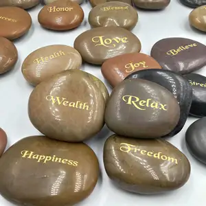 Manufacturer River Stone Crafts Engraved Precious Words Prayer Inspirational Natural Pebble Rocks Etched Christmas&Birthday Gift