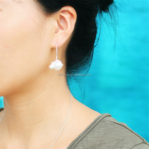 Hoa Sen Vui Vẻ Handmade 925 Sterling Silver 18K Mạ Vàng Mẹ Ngọc Trai Dangle Drop Thiết Kế Bông Tai Cho Phụ Nữ Đồ Trang Sức Mỹ - Product Image 6