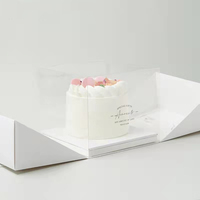 Portable de haute qualité 4 "6" 8 "anniversaire boîte à gâteau transparente mille couches de Mousse Dessert emballage ruban boîte personnalisée