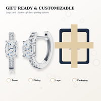 Boucles d'oreilles créoles personnalisées en argent sterling 925 avec moissanite ovale 5x7mm, bijoux fins S925 pour femmes