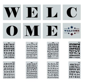 Plantillas de señal de bienvenida reutilizables para pintar 8 PCS Plantillas individuales grandes 8 PCS Plantillas de letras con números - Product Image 2