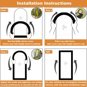 Miroir moelleux - 64 x 21 pouces, pleine longueur, extensible, universel, ultra doux, antidérapant, couverture chaude, décoration intérieure, chambre à coucher, vestiaire, lumière - Product Image 5