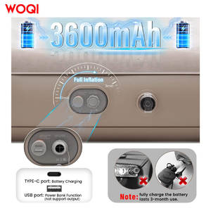 Colchón inflable Woqi tamaño doble, engrosado, con bomba incorporada para camping y uso al aire libre, color caqui, material de poliéster. - Product Image 2