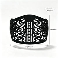 Bandeau Hijab Femme Noir Géométrique en Nylon Sablé Mat, Élégant, Durable, de Haute Qualité, Creux, pour le Front, pour Mariage et Tenue Musulmane