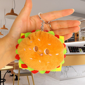 Porte-clés en peluche en forme de burger 3D, breloque de sac en peluche douce, accessoire de dessin animé sur le thème alimentaire - Product Image 1