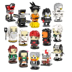 مجموعة مكعبات البناء التعليمية للأطفال شخصيات أنيمي DemonSlayer من DragonBall Chainsawman وTanjirou Brickheadz