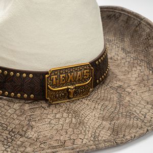 Sombrero de Vaquero Occidental de Ala Curva de Cuero Sintético con Estampado de Serpiente, Estilo Nuevo, Unisex, para Viajes al Aire Libre, Estilo Étnico, Fedora con Borde Enrollado - Product Image 4