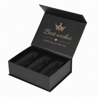 Caixas de Presente Magnéticas Pretas Foscas Personalizadas com Design de Coroa Dourada e Inserto de Espuma, Caixa Rígida de Luxo para Varejo