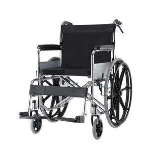 Fauteuil roulant manuel léger pliable avec cadre en acier, aide à la mobilité portable pour personnes âgées et handicapées - Product Image 1