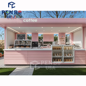 เคาน์เตอร์และเฟอร์นิเจอร์สำหรับคาเฟ่และร้านไอศกรีมเครื่องดื่มแบบพกพาสำหรับกลางแจ้งแบบโรแมนติกสีชมพู - Product Image 3