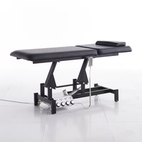 Lit de beauté facial électrique professionnel HICOMED à commande au pied, 2 moteurs, en cuir PU noir, réglable