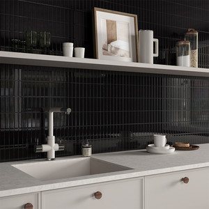 Piastrelle Nere Lucide Pure 20x20 Pretagliate 2.5x10 Mosaico Per Parete e Pavimento - Product Image 5
