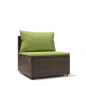 Canapé de jardin en rotin brun réglable, une place, mobilier d'extérieur avec coussin en mousse haute densité, design contemporain - Product Image 1