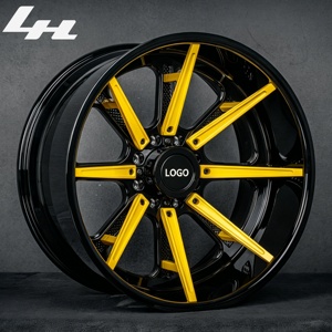 Rueda de Estilo Agresivo LH |   Base Negra con Detalles Amarillos |   18-21 Pulgadas |   Estilo Deportivo de <span class=keywords><strong>8</strong></span> Radios |   Acabado Premium |   para autos deportivos - Product Image 2