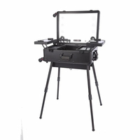 Mallette de maquillage en aluminium avec support mallette de maquillage professionnelle avec lumière led miroir chariot mallette cosmétique éclairée