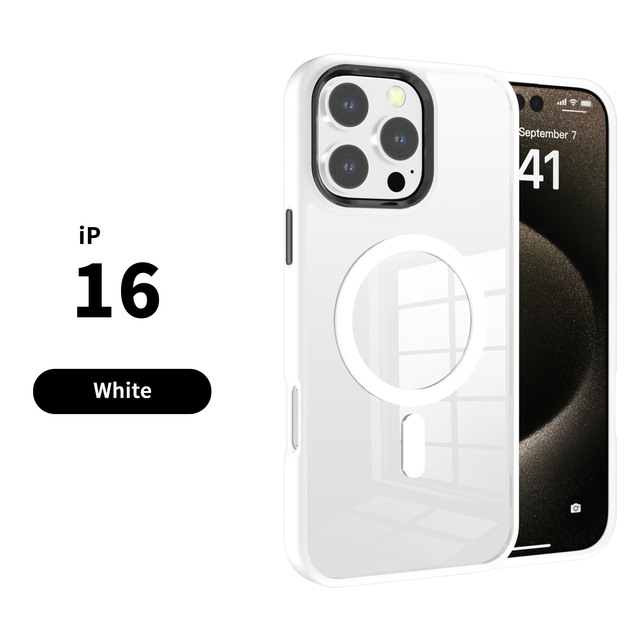 For iPhone 16 15 Pro Max Clear Magnetic Phone Cover Luxury Metal Camera Protection Phone Case for iPhone 14 13 12 11 Pro Max