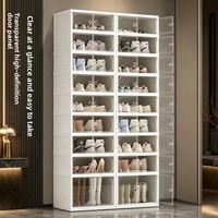 Organisateur de chaussures en plastique PP, grand rangement à double rangée, pliable, transparent, anti-poussière, moderne et minimaliste
