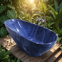 Vente flash : Baignoire ovale en acrylique bleu pour adultes, fabriquée en Chine, baignoires autoportantes