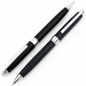 Jolies stylos à bille professionnels de qualité supérieure avec clip logo, stylo noir - Product Image 3