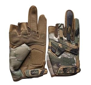 Gants tactiques HBG1001 en tissu tricoté élastique en nylon vert camouflage noir kaki avec points et languettes en silicone pour la protection - Product Image 1