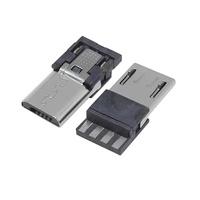 Conector Micro USB 5P de pie plano soldado para Android, con cinco pines delanteros y cinco traseros, 4 pines traseros y 5 McFlat