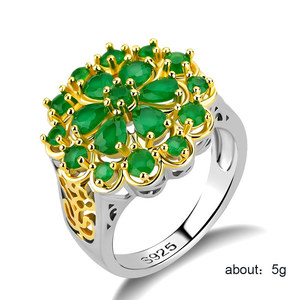 Anello Floreale Bicolore per Donne con Accento Verde, Gioielli di Moda Creativi all'Ingrosso - Product Image 5