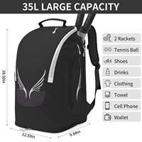 Sac à dos de tennis et de pickleball portable en polyester avec fermeture éclair, compartiment pour chaussures, grande capacité, sac de sport pour homme et femme
