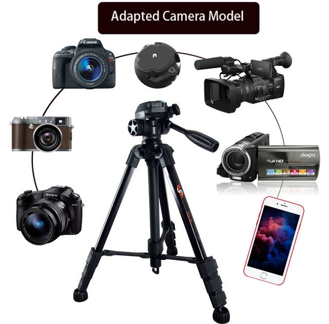 Aluminum Professional Tripod for Camera Phone Foldable Lightweight Design 10kg Load Capacity Portable Carry Bag Phone