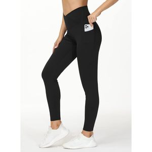 Leggings de yoga et d'entraînement FOXA pour femme, taille croisée en V, effet ventre plat avec poches - Product Image 2