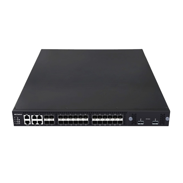 24-Port All-10GbE Optical Fiber Managed Network Switch QSFP+ 40G 2 QSFP+ 40G Optical Switch with SNMP and QoS Functions