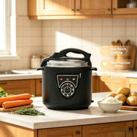 Cuisinière électrique multifonctionnelle mécanique puissante de 6 L, 1000 W, en acier inoxydable, avec cuve intérieure en aluminium antiadhésive, affichage LED
