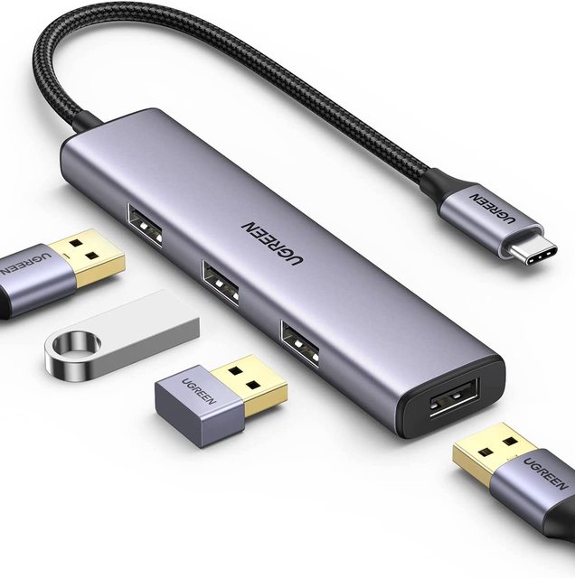 UGREEN 4 in 1 Hub USB C to USB Hub 4 USB 3.0 Ports Aluminum Shell USB C Hub Docking Station for Laptop Computer
