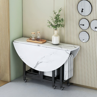 Table à manger moderne extensible 6 places Chaises rondes pliables en bois massif pour petites salles à manger pour villas
