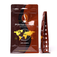 Sachet d'emballage de café personnalisé 8oz 1lb 2lb, pochette à fond plat avec valve, sac à grains de café refermable à fermeture éclair
