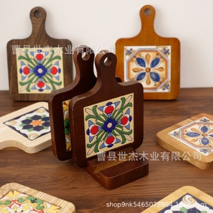 Sous-verre rectangulaire en bois d'acacia massif, support créatif pour pot, vente en gros usine - Product Image 3
