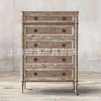 Meuble de chambre à coucher antique, cadre de lit queen size en bois massif, style français, vente en gros, 4 affiches