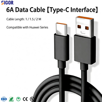 Câble de charge rapide USB A vers Type C 6A pour téléphones Android, gaine TPE, cœur en cuivre épais, protection anti-tension renforcée