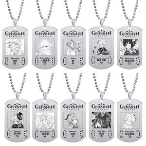 Juego <span class=keywords><strong>Genshin</strong></span> impacto collar Xiao Zhongli titanio acero colgante Moda hombre mujer Cosplay accesorio - Product Image 1