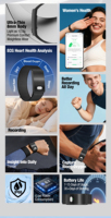 Montre connectée étanche IP68, batterie 200 mAh, BT 5.3, charge magnétique, charge rapide en 1,2h, tracker d'activité