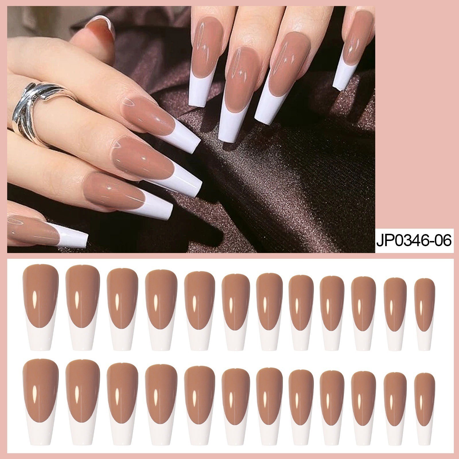 24 pièces français foncé portable ongles 06 haute fd