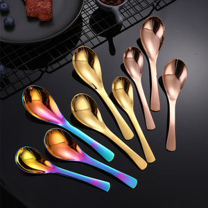 304 Stainless Steel Palace Style Round Bottom Spoon <b>Mirror</b> Finish Glossy Soup Spoon Household Rice Spoon Durable Solid Color - Product Image 3