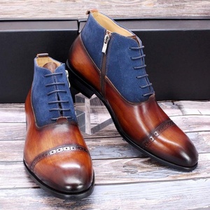 Nouvelles Bottes Brogue Décontractées pour Hommes, Style Cheville, pour Automne/Hiver, Antidérapantes, en Cuir Marron Cousu, Haute Qualité - Product Image 3
