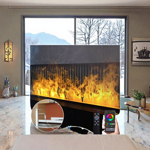 Cheminée électrique 3D intelligente à commande par application, avec flamme atomisée multicolore et vapeur d'eau, type insert, pour salon et hôtel - Product Image 3