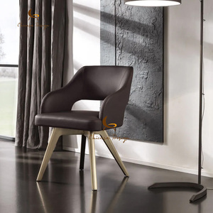 Chaise de salle à manger rembourrée de style nordique moderne, dossier incurvé, pieds en métal, non pliable, meubles de maison, salon - Product Image 3