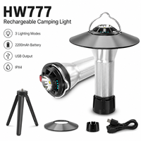 Lanterne de camping LED rechargeable en ABS blanc IPX4 avec trépied magnétique, intensité variable en continu, lampe de secours pour tente extérieure