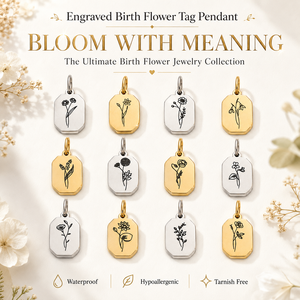 Pendentif gravé avec fleur de naissance |   Charme floral en acier inoxydable plaqué or PVD 18 carats pour la fabrication de bijoux, 12 mois de naissance - Product Image 1