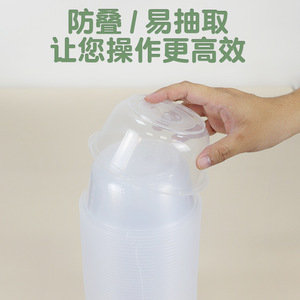 Disposable Round Takeout Bowls 850ml Thickened With Lid <b>Microwave</b> Safe For Congee Noodles Rice - Product Image 3